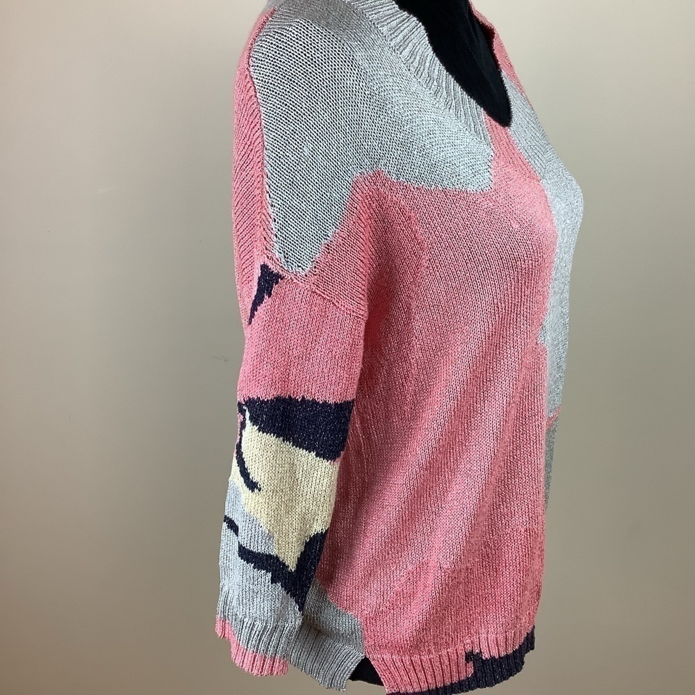 NIC+ZOE SWEATER PINK PATCHWORK SWEATER - Picture 6 of 11